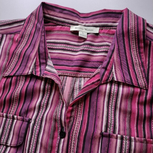 Studio Works Striped  Button Down Shirt - Picture 3 of 9